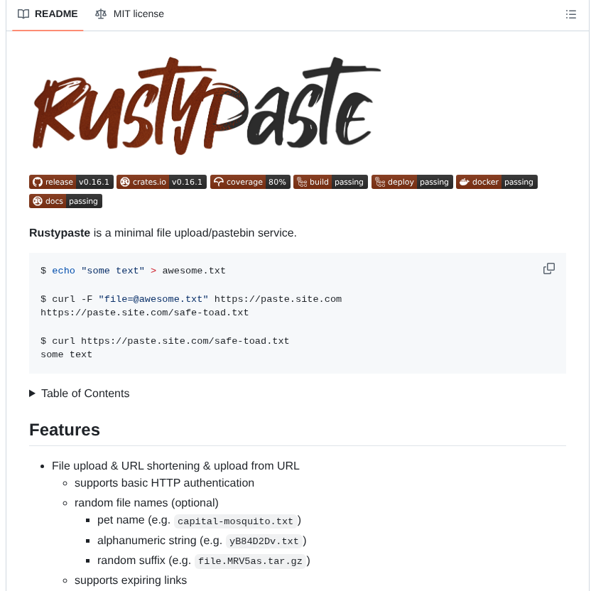 Orhun Rustypaste screenshot