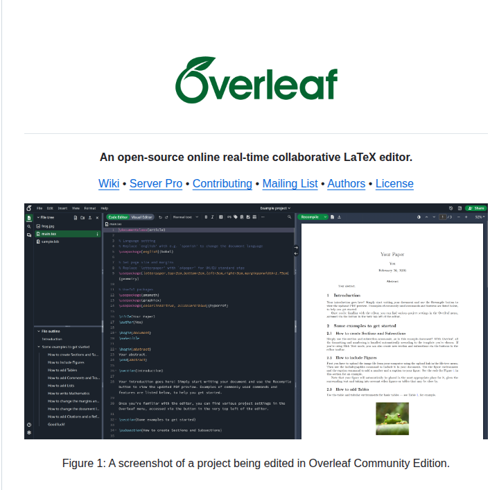 Overleaf Overleaf screenshot