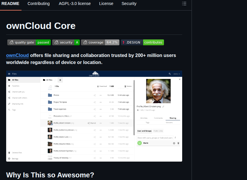 Owncloud Core screenshot