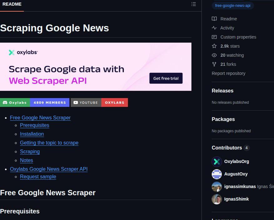 Oxylabs Google News Scraper screenshot