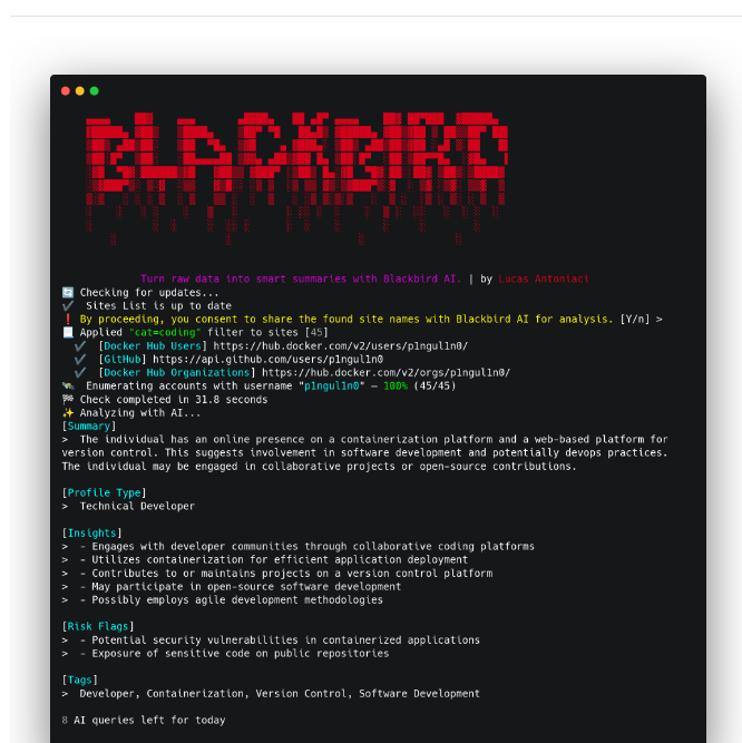 P1ngul1n0 Blackbird screenshot