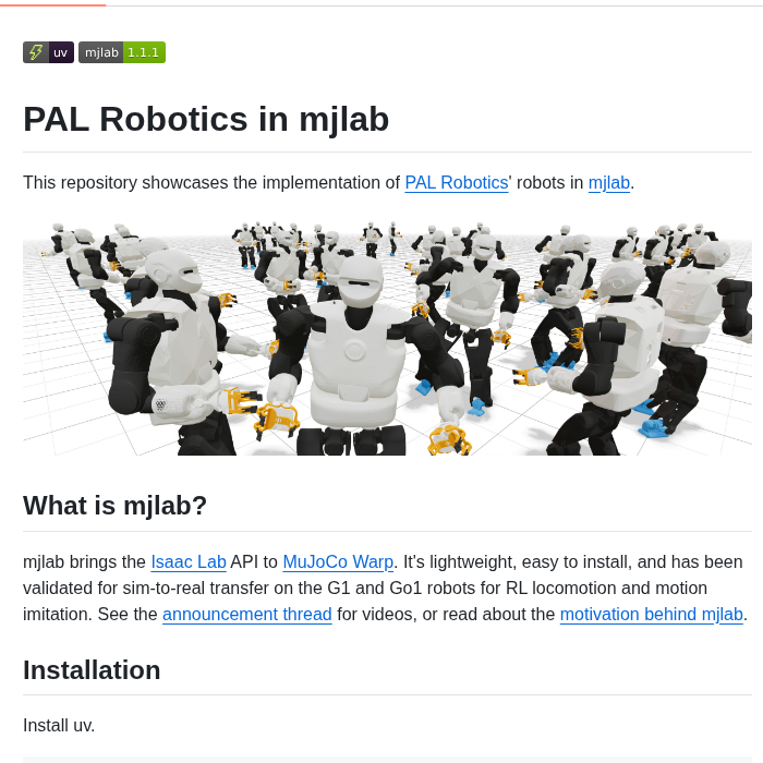 Pal Robotics Pal_mjlab screenshot