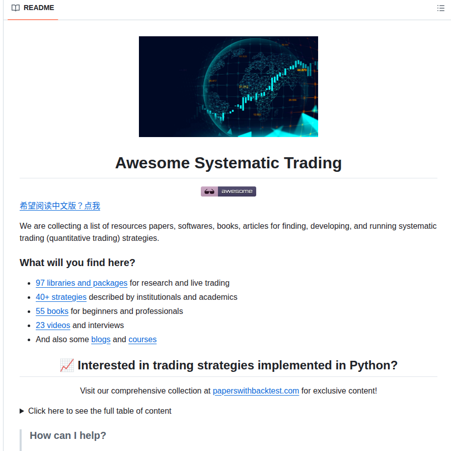 Paperswithbacktest Awesome Systematic Trading screenshot
