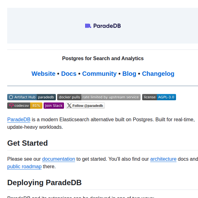 Paradedb Paradedb screenshot