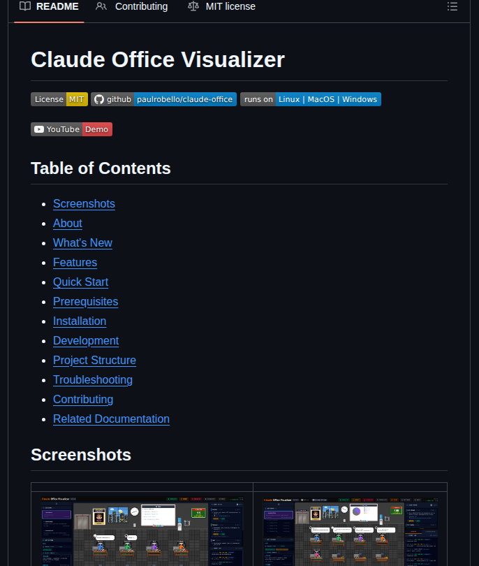 Paulrobello Claude Office screenshot