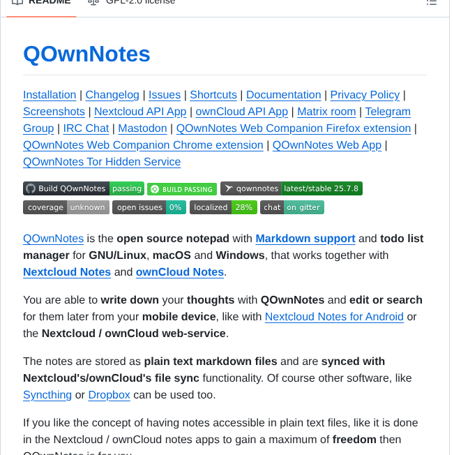 Pbek Qownnotes screenshot