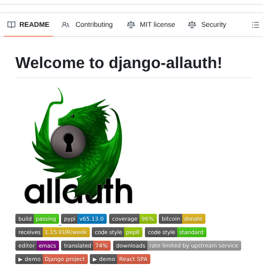 Pennersr Django Allauth screenshot
