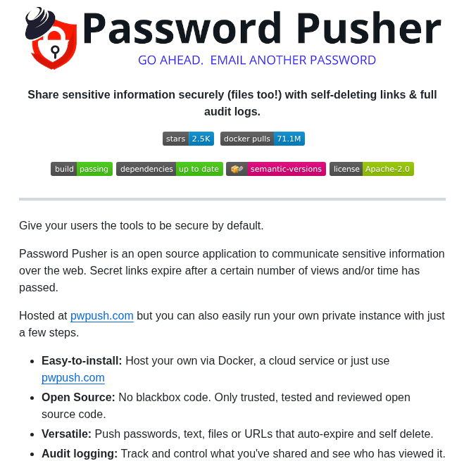 Pglombardo Passwordpusher screenshot