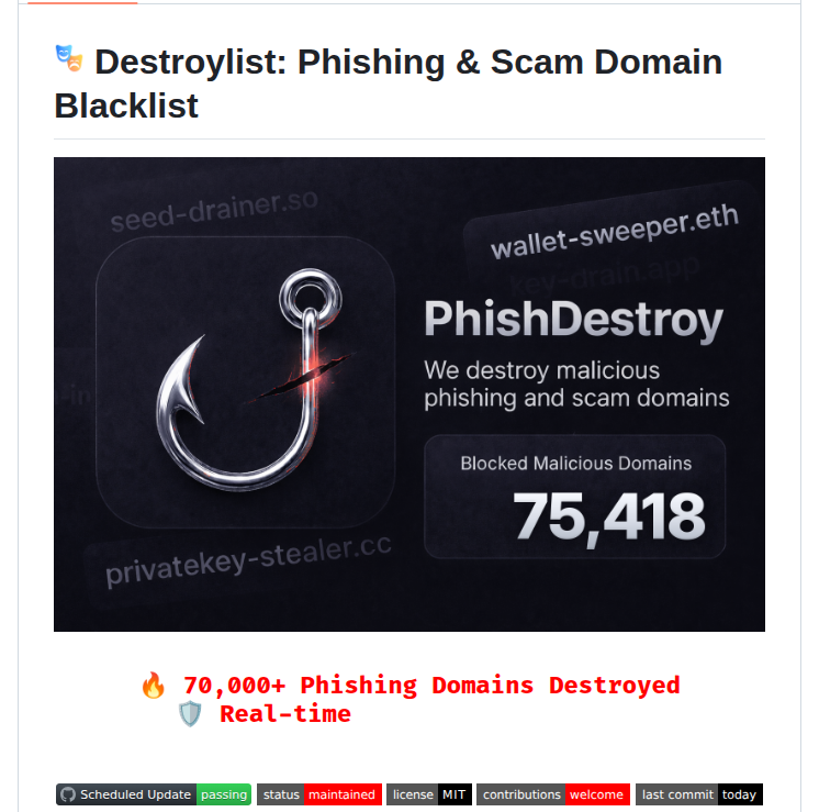 Phishdestroy Destroylist screenshot
