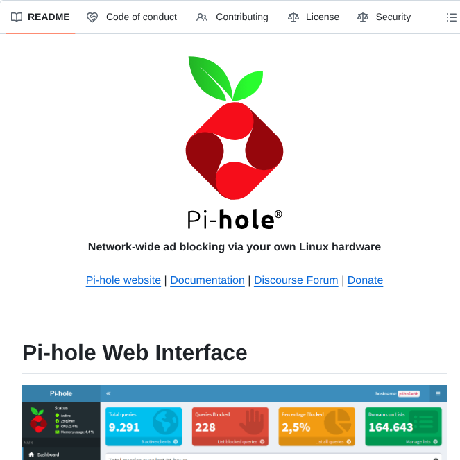 Pi Hole Web screenshot
