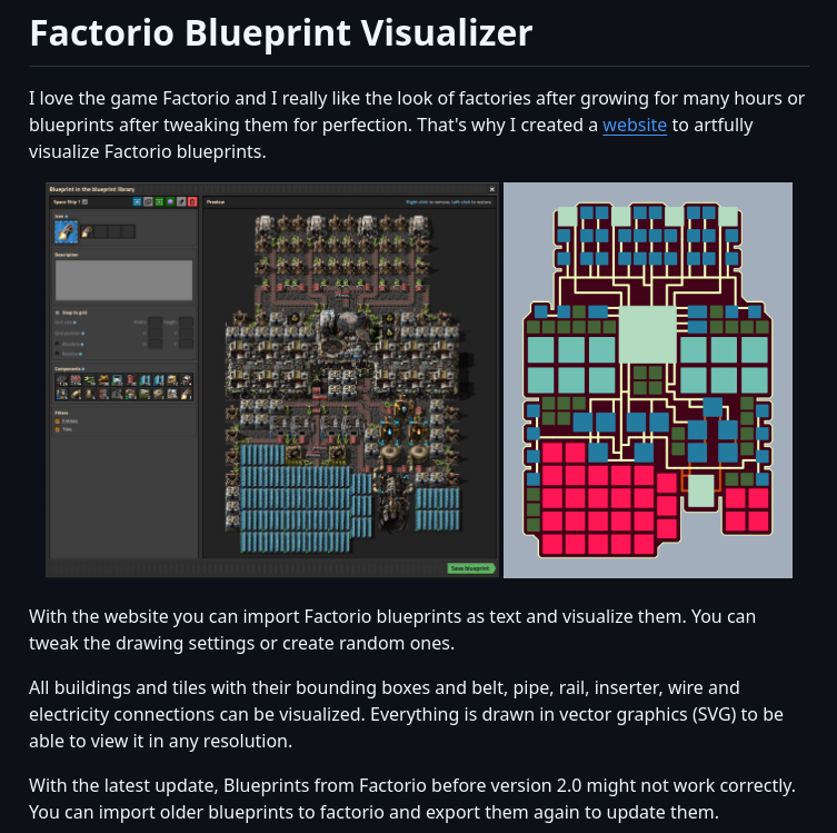 Piebro Factorio Blueprint Visualizer screenshot