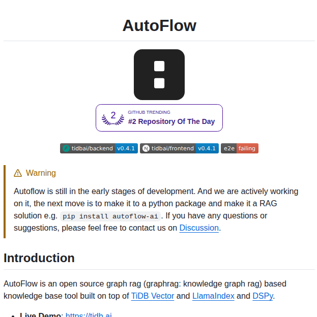 Pingcap Autoflow screenshot
