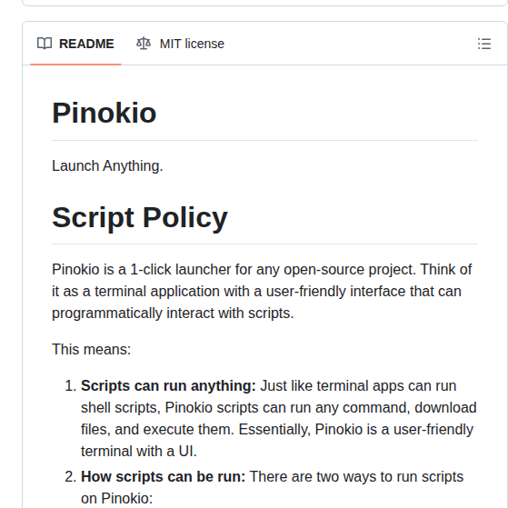 Pinokiocomputer Pinokio screenshot