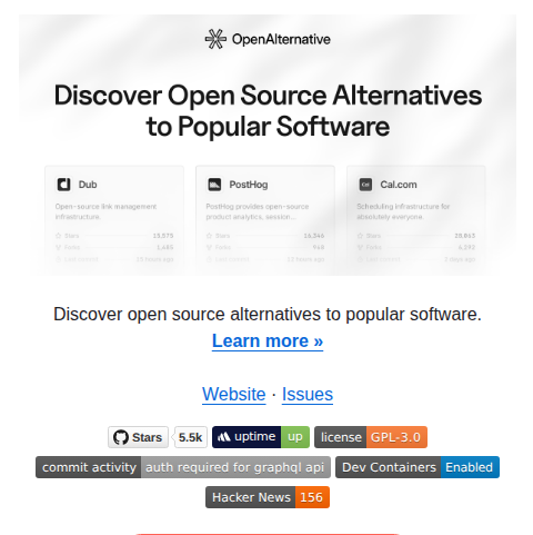 Piotrkulpinski Openalternative screenshot