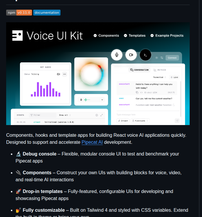Pipecat Ai Voice Ui Kit screenshot