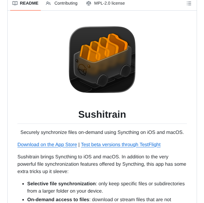 Pixelspark Sushitrain screenshot