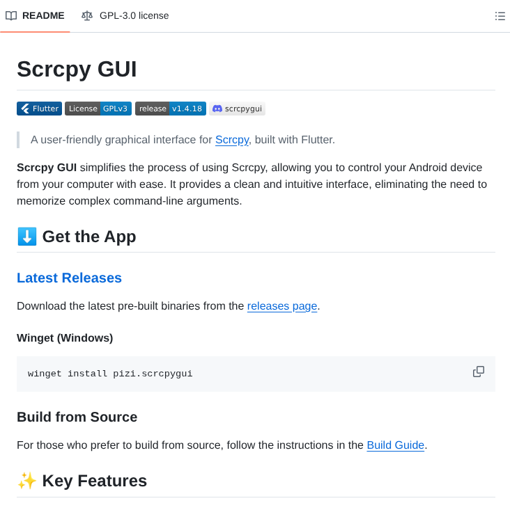 Pizi 0 Flutter Scrcpygui screenshot