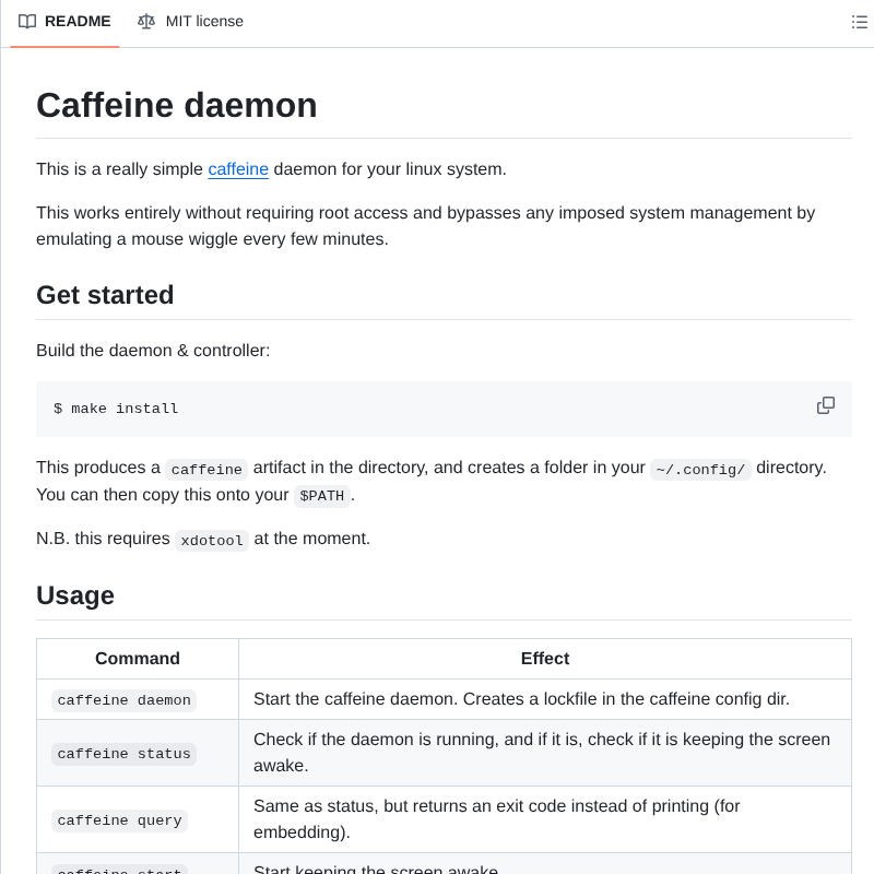 Pkage Caffeine screenshot