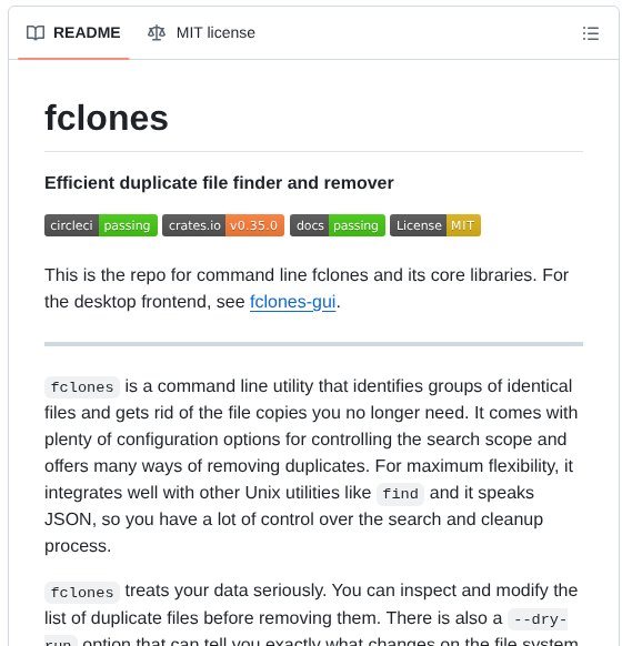 Pkolaczk Fclones screenshot