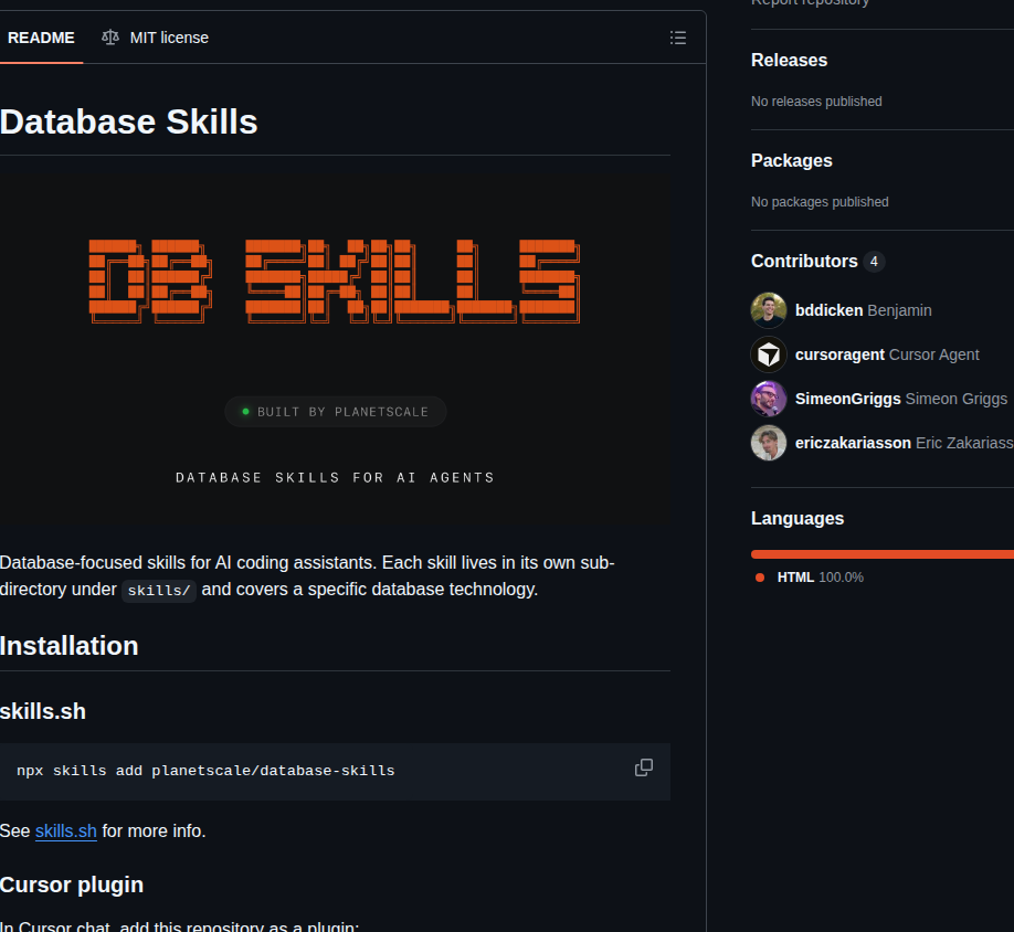 Planetscale Database Skills screenshot