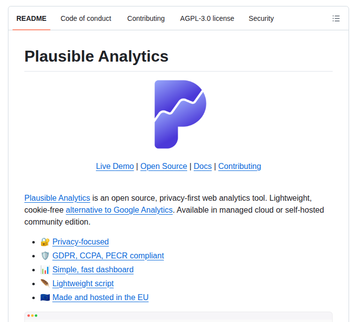Plausible Analytics screenshot
