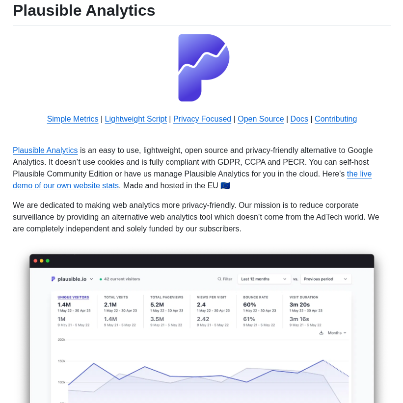 Plausible Analytics screenshot