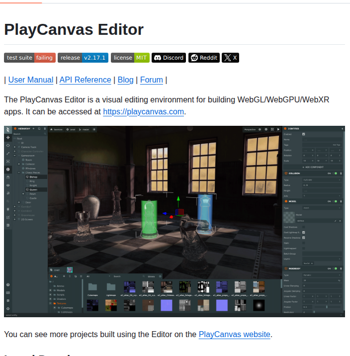 Playcanvas Editor screenshot