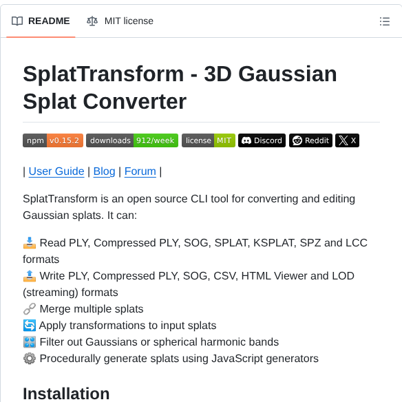 Playcanvas Splat Transform screenshot