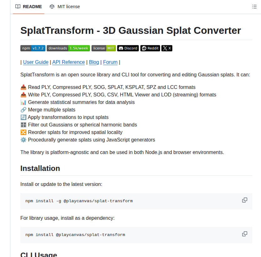Playcanvas Splat Transform screenshot