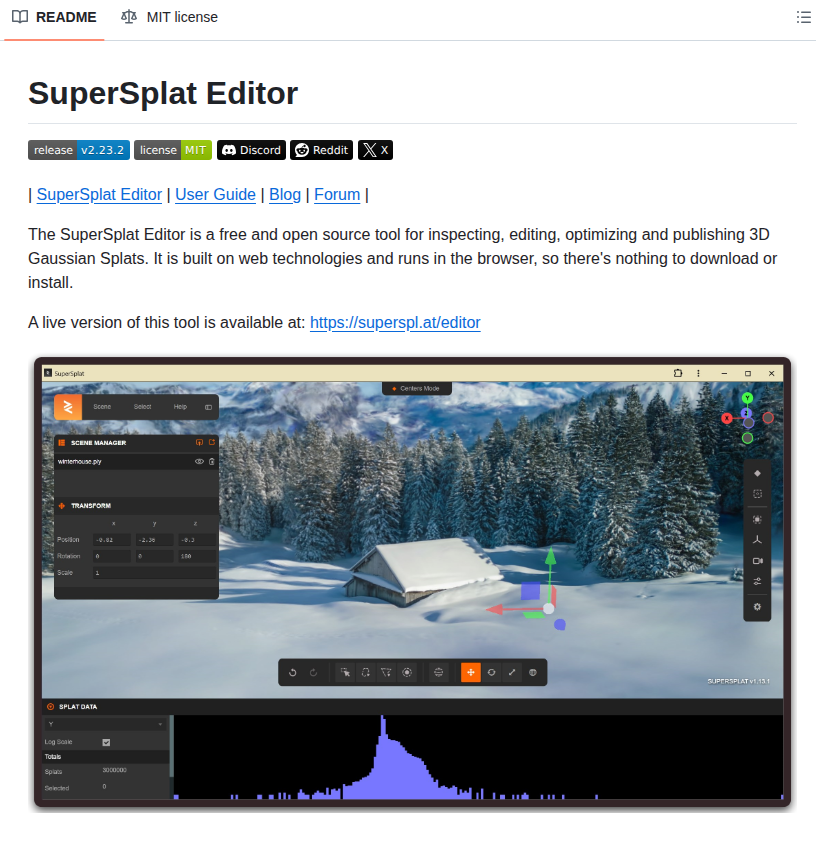 Playcanvas Supersplat screenshot