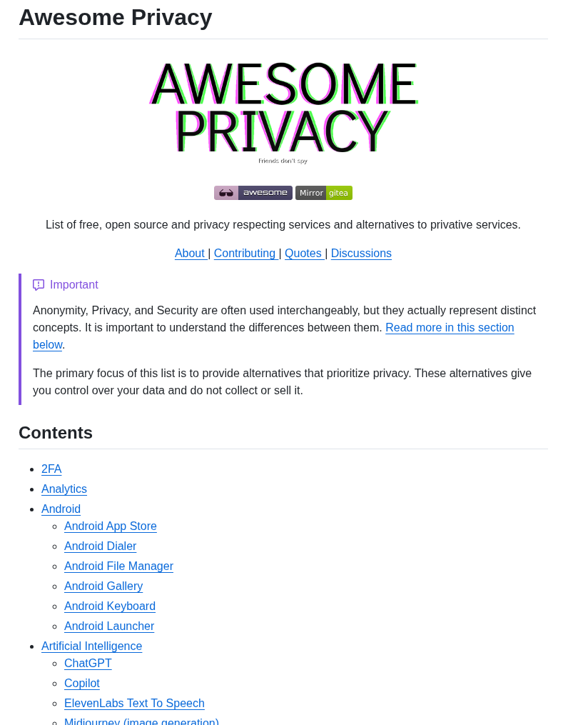 Pluja Awesome Privacy screenshot