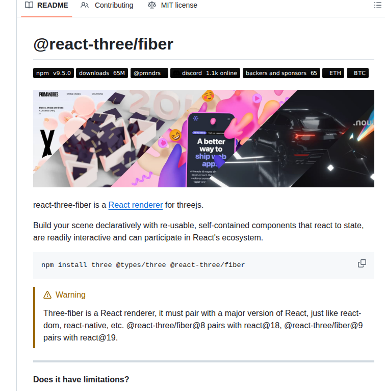 Pmndrs React Three Fiber screenshot