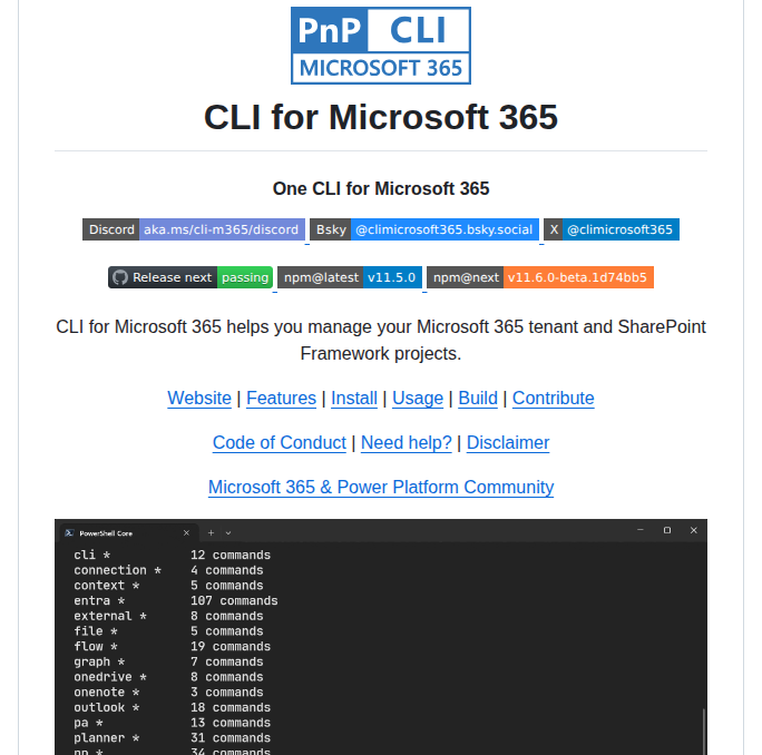 Pnp Cli Microsoft365 screenshot