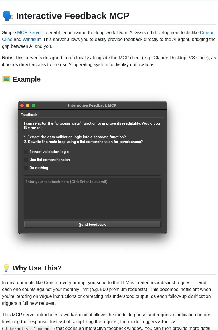 Poliva Interactive Feedback Mcp screenshot
