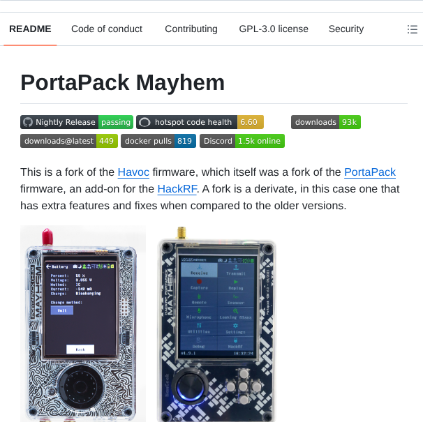Portapack Mayhem Mayhem Firmware screenshot