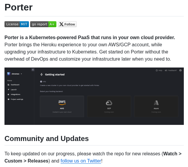 Porter Dev Porter Archive screenshot
