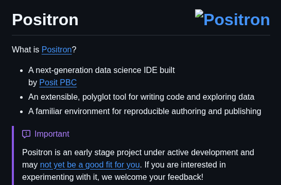 Posit Dev Positron screenshot