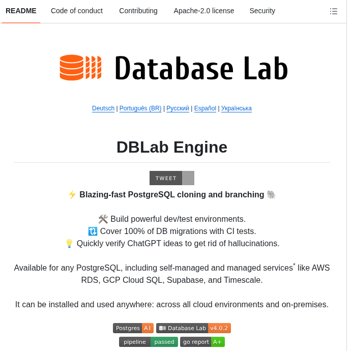 Postgres Ai Database Lab Engine screenshot