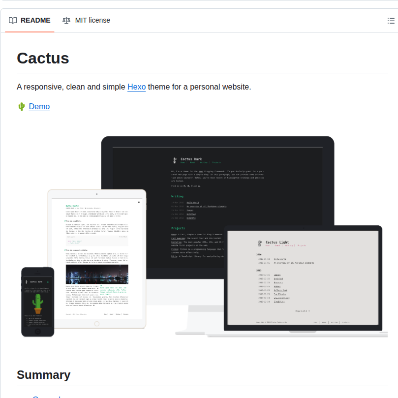 Probberechts Hexo Theme Cactus screenshot