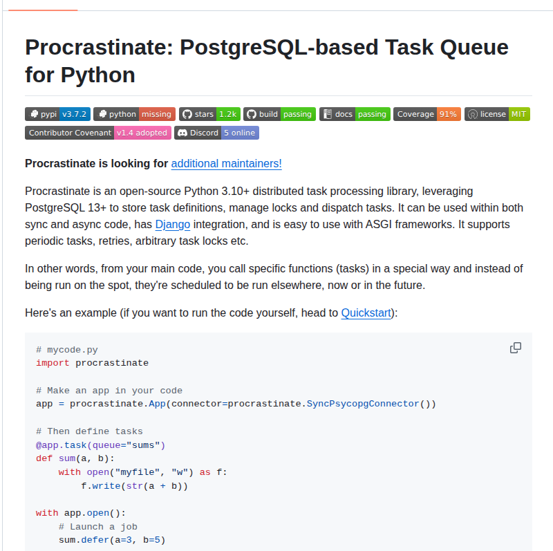 Procrastinate Org Procrastinate screenshot