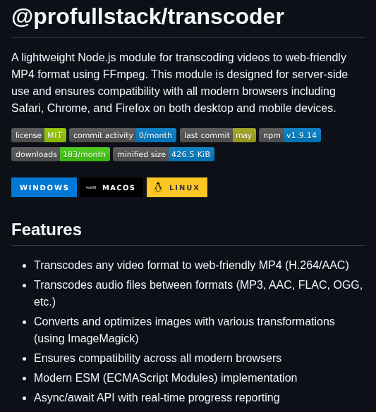 Profullstack Transcoder screenshot