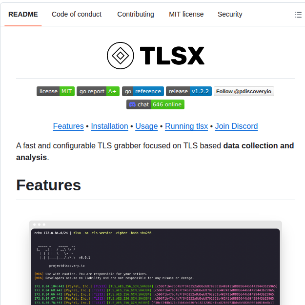 Projectdiscovery Tlsx screenshot
