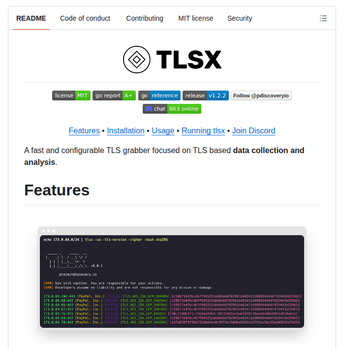 Projectdiscovery Tlsx screenshot