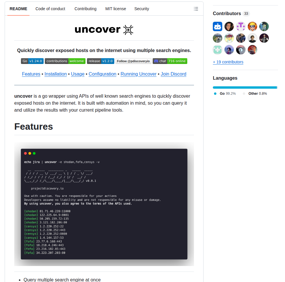 Projectdiscovery Uncover screenshot