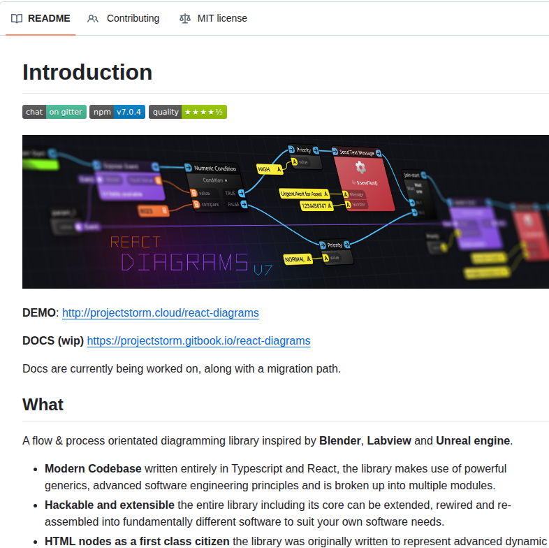 Projectstorm React Diagrams screenshot