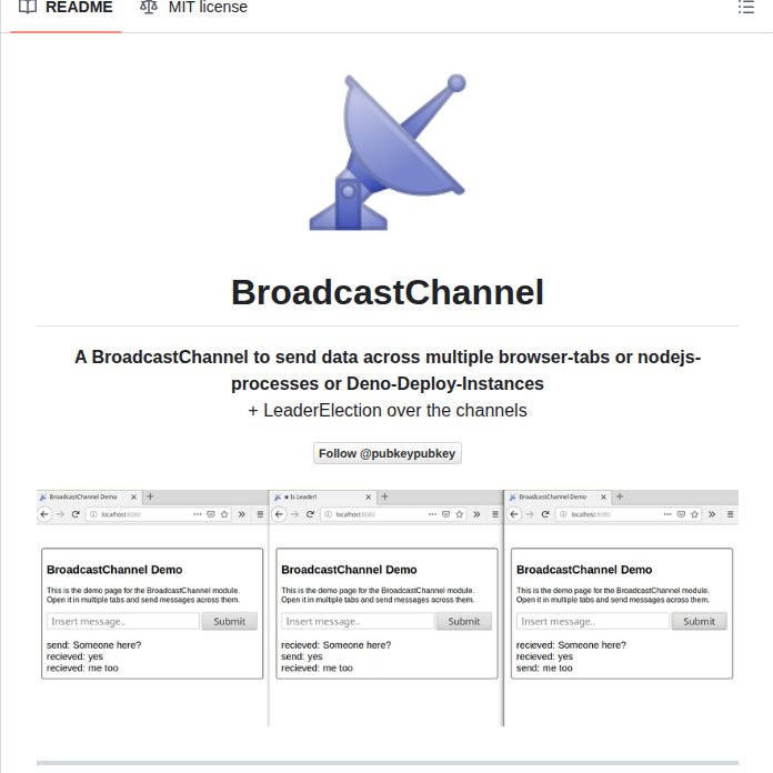 Pubkey Broadcast Channel screenshot