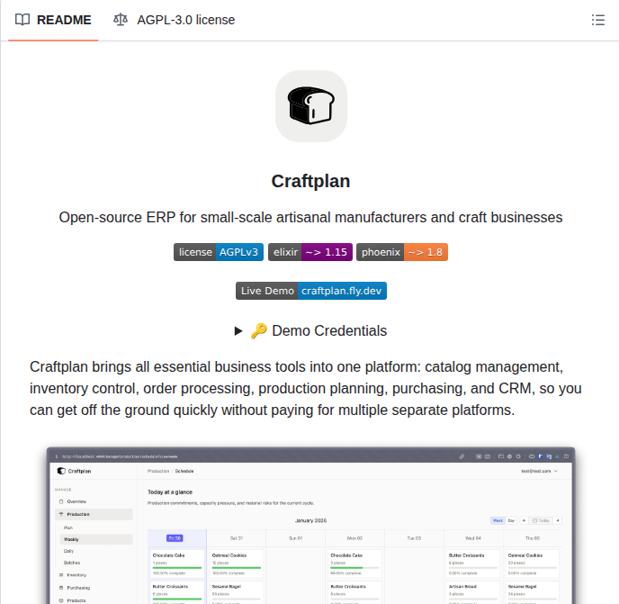 Puemos Craftplan screenshot