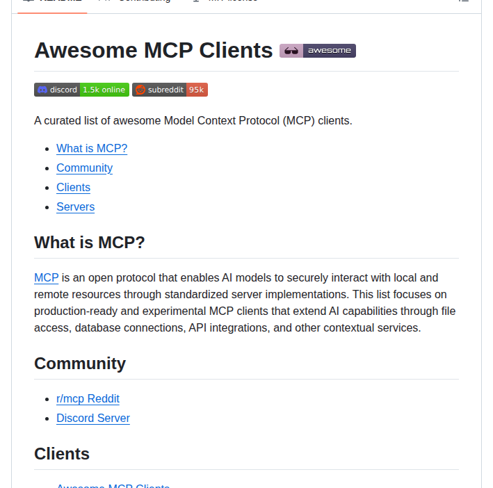 Punkpeye Awesome Mcp Clients screenshot