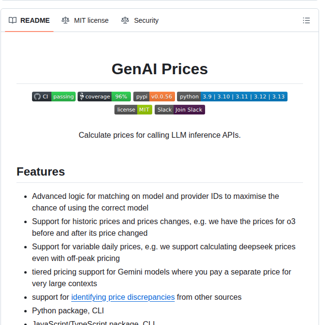 Pydantic Genai Prices screenshot