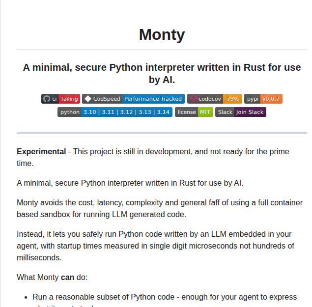 Pydantic Monty screenshot